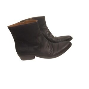 Nine West Vintage Collection black leather ankle boots pointed toe zip‎ side 5.5